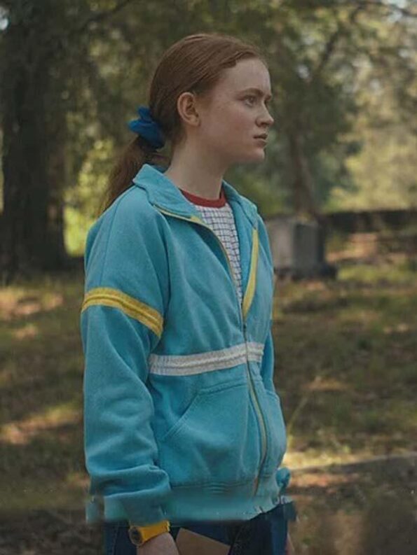 Max Mayfield Blue Fleece Jacket Stranger Things Season 4 - PINESMAX
