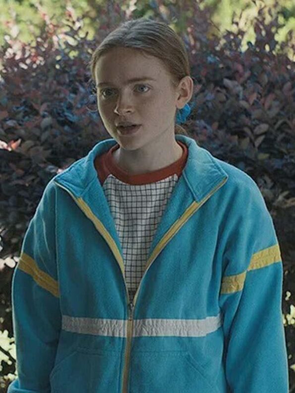 Max Mayfield Blue Fleece Jacket Stranger Things Season 4 - PINESMAX