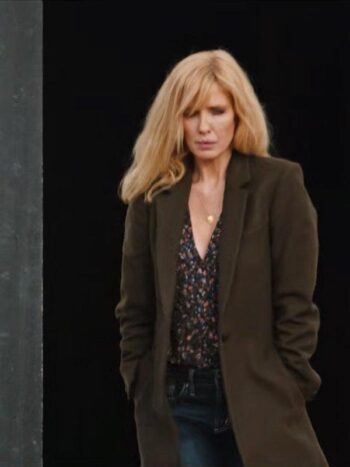 Beth Dutton Olive Green Wool Coat Yellowstone Season 4 - PINESMAX