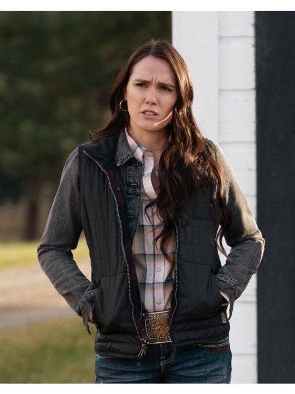 Mia Black Puffer Vest Yellowstone Season 3 - PINESMAX