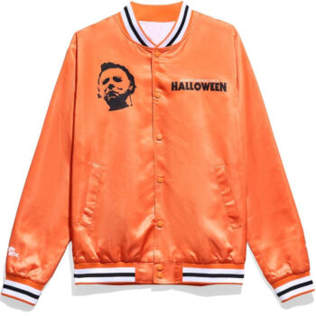 Halloween Michael Myers Orange Satin Jacket - PINESMAX