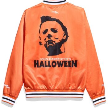 Halloween Michael Myers Orange Satin Jacket - PINESMAX