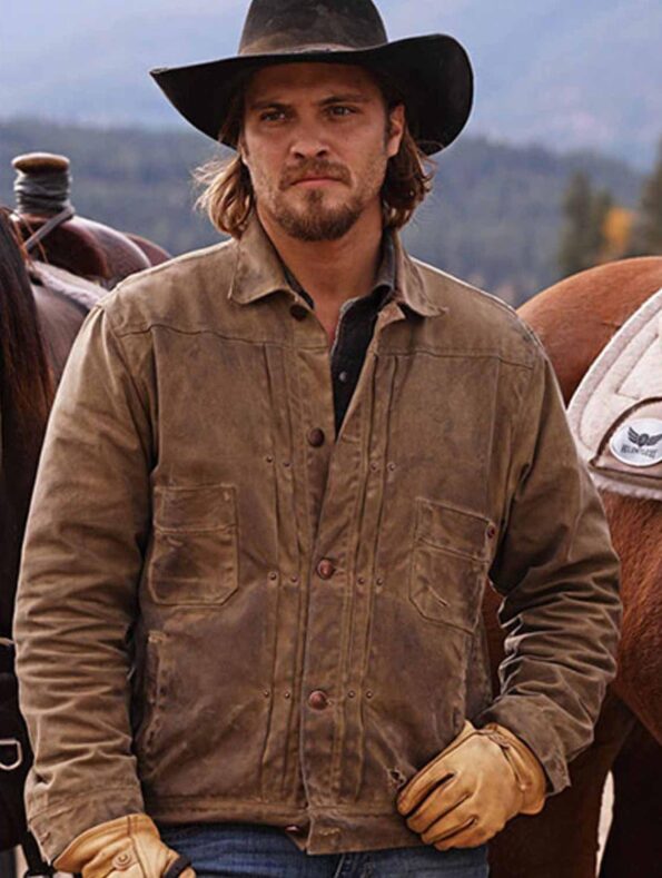 Luke Grimes Yellowstone Kayes Dutton Leather Jacket - PINESMAX