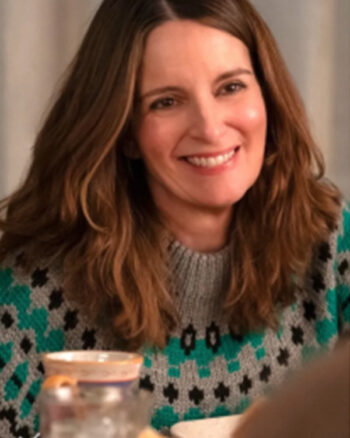 The Four Seasons Tina Fey Grey & Green Fair Isle Sweater