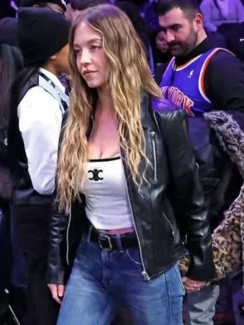 Sydney Sweeney NBA Game 2025 Black Jacket